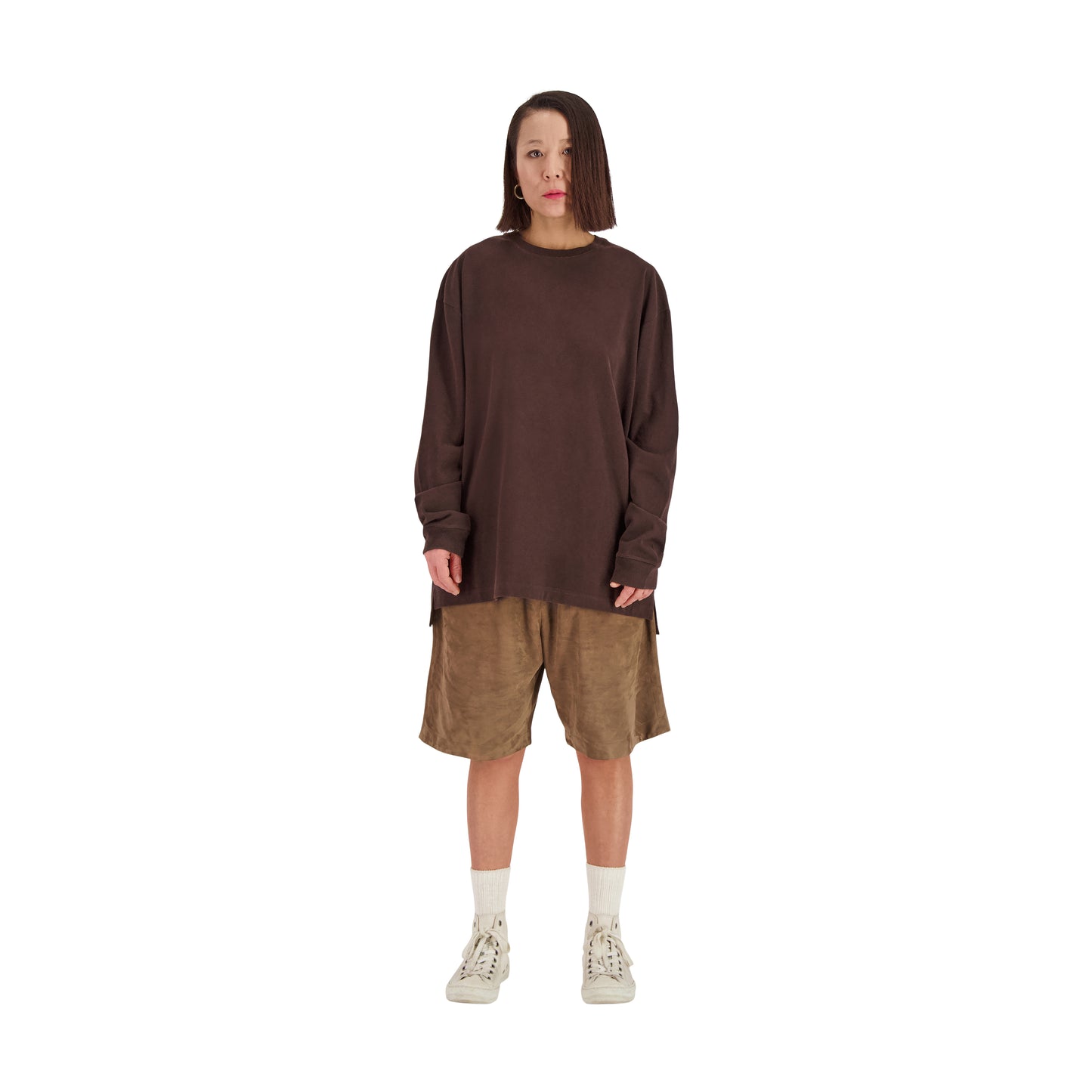 Robert Long Sleeve Cotton T Shirt Dark Chocolate Brown