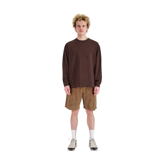 Robert Long Sleeve Cotton T Shirt Dark Chocolate Brown