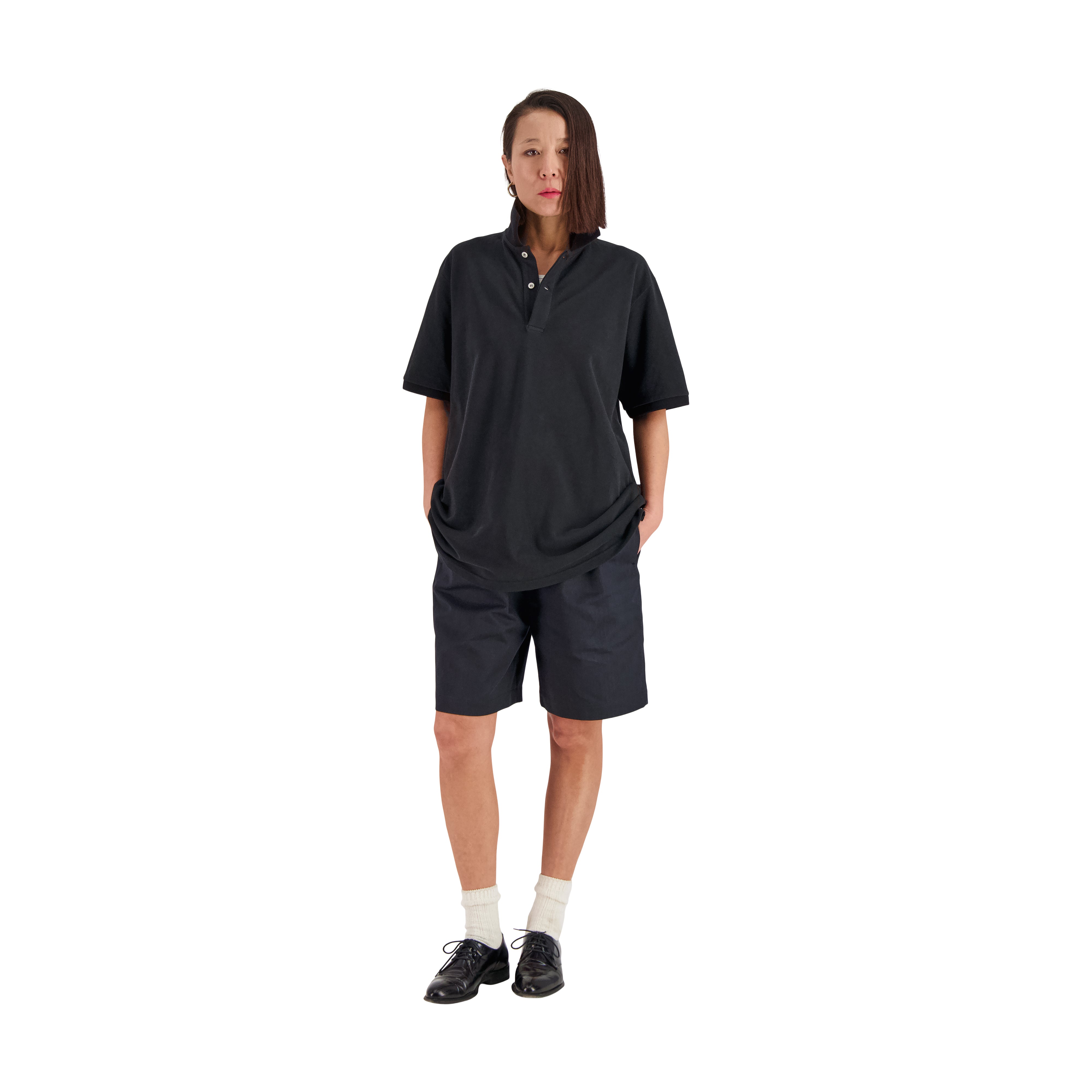 Frank Jersey Cotton Piquet Polo Black