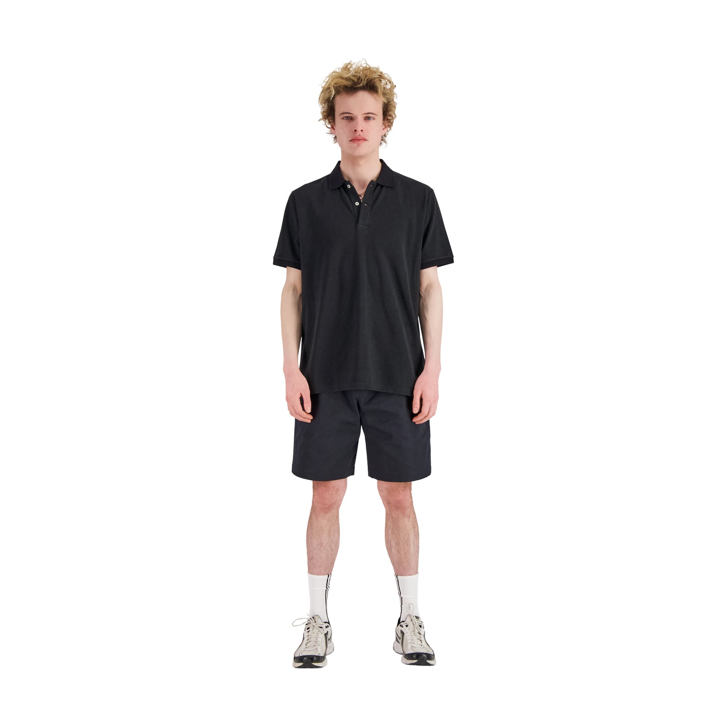 Frank Jersey Cotton Piquet Polo Black