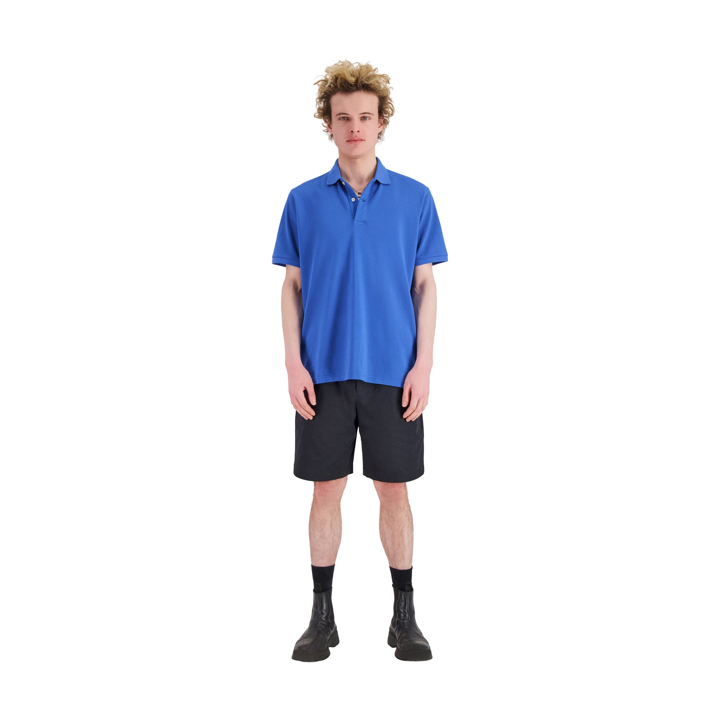 Frank Jersey Cotton Piquet Polo Meta Blue