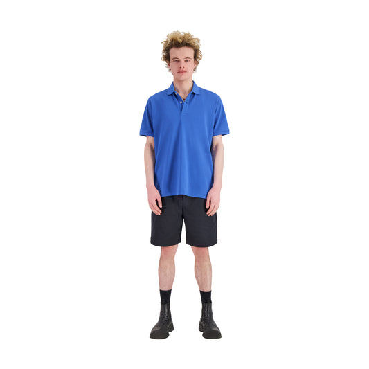 Frank Jersey Cotton Piquet Polo Meta Blue