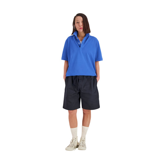 Frank Jersey Cotton Piquet Polo Meta Blue
