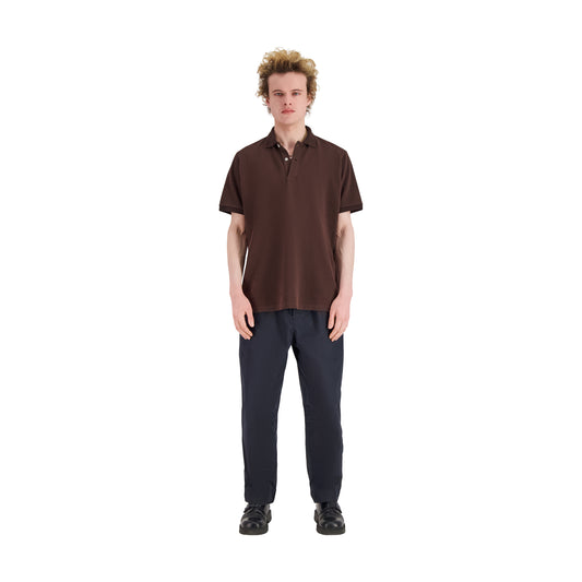 Frank Jersey Cotton Piquet Polo Dark Chocolate Brown