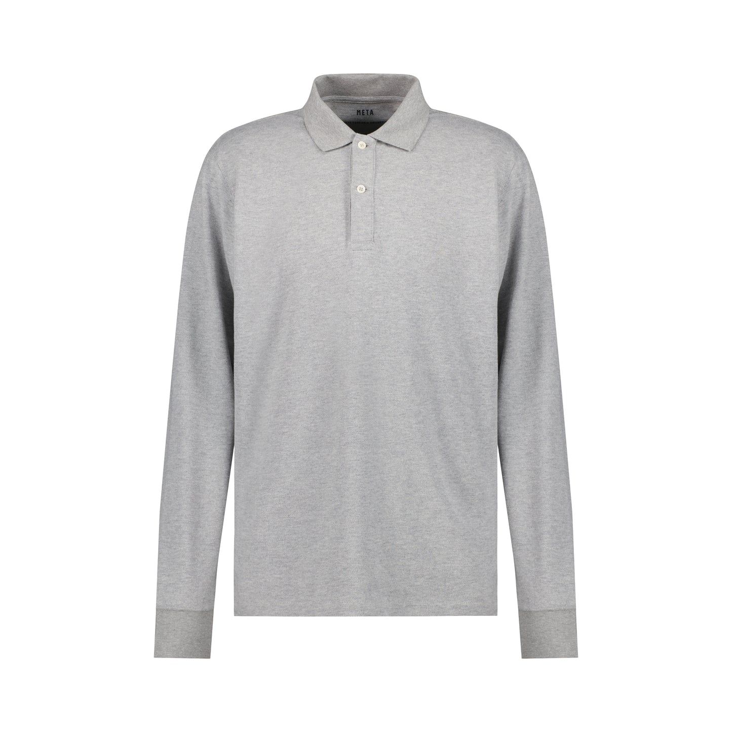 Frank Long Sleeve Jersey Cotton Piquet Polo Grey Melange