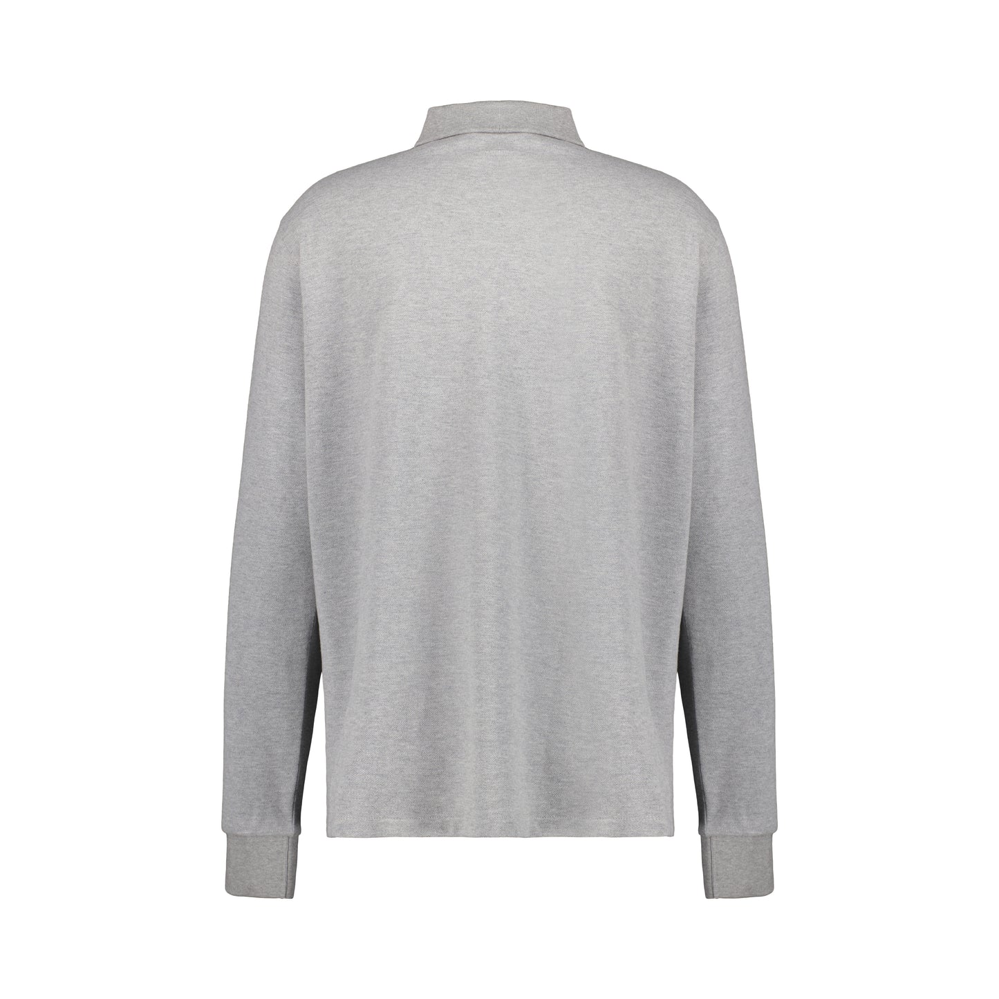 Frank Long Sleeve Jersey Cotton Piquet Polo Grey Melange