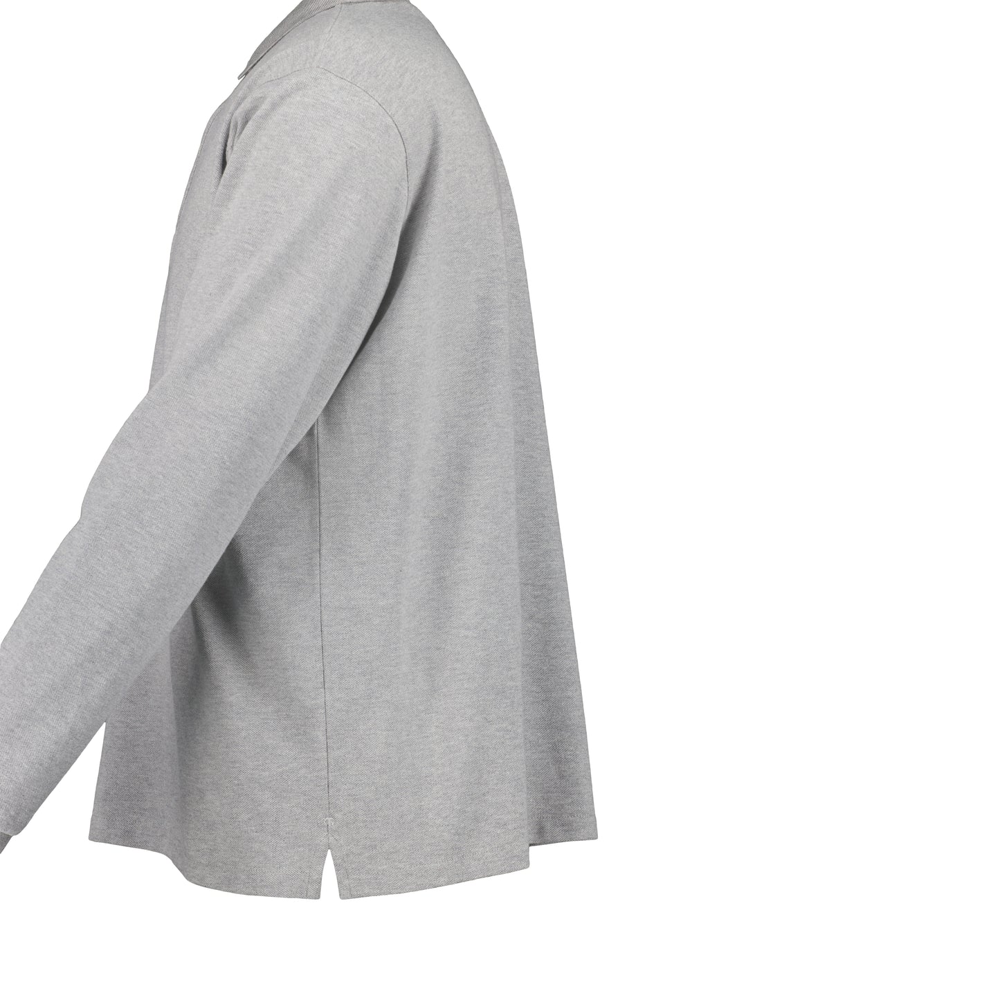 Frank Long Sleeve Jersey Cotton Piquet Polo Grey Melange