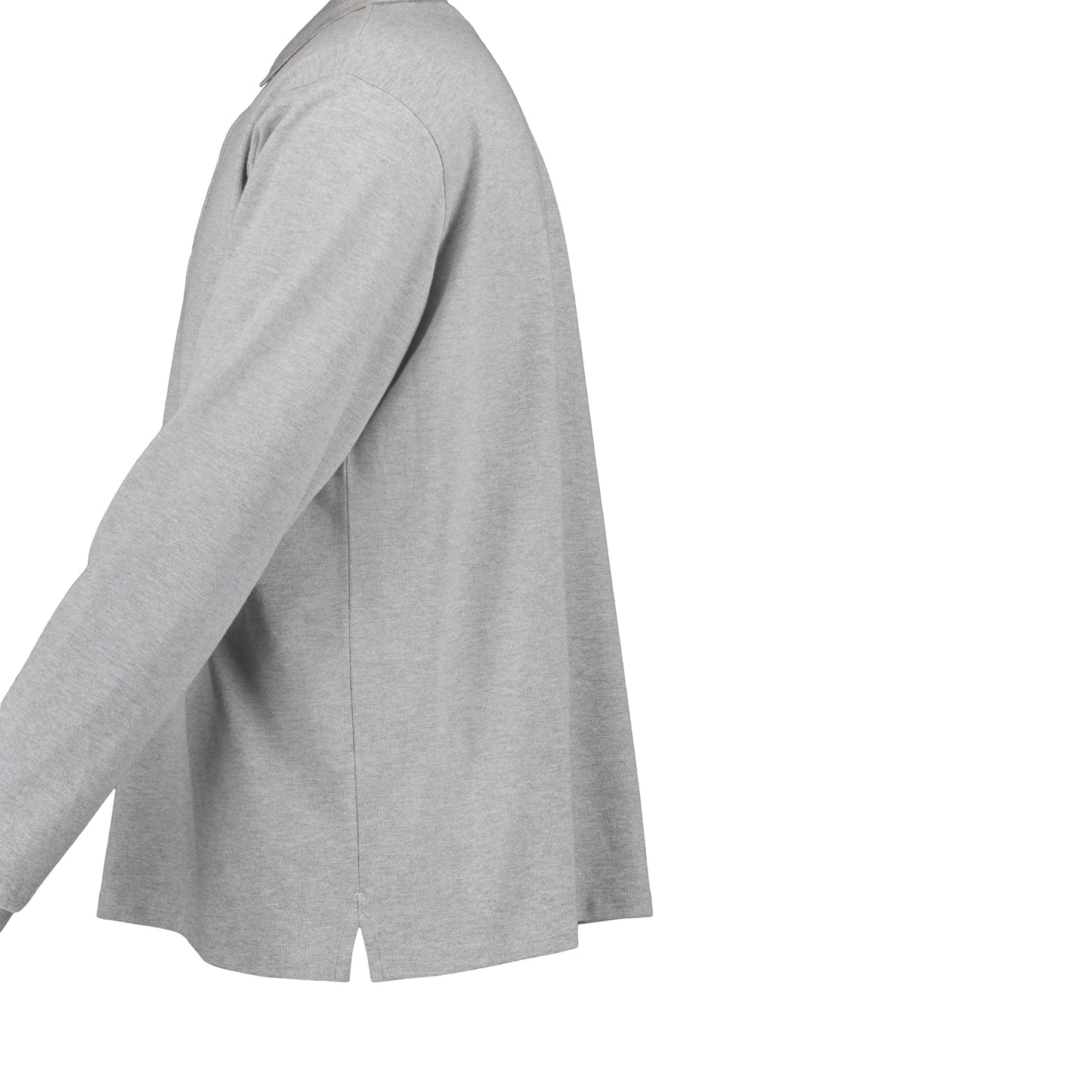 Frank Long Sleeve Jersey Cotton Piquet Polo Grey Melange
