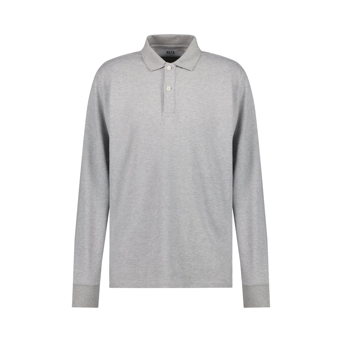 Frank Long Sleeve Jersey Cotton Piquet Polo Grey Melange