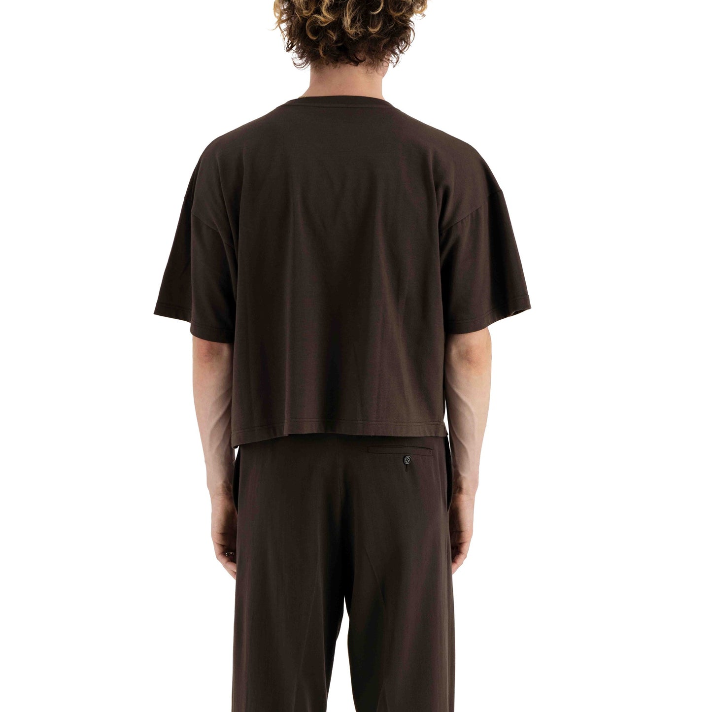 Nat Atem Print Jersey Cotton Surfer T Shirt Dark Chocolate Brown & Black Print Atem
