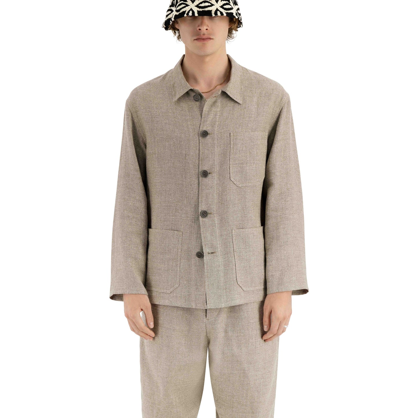 Bill Unlined Workwear Jacket Beige Grey