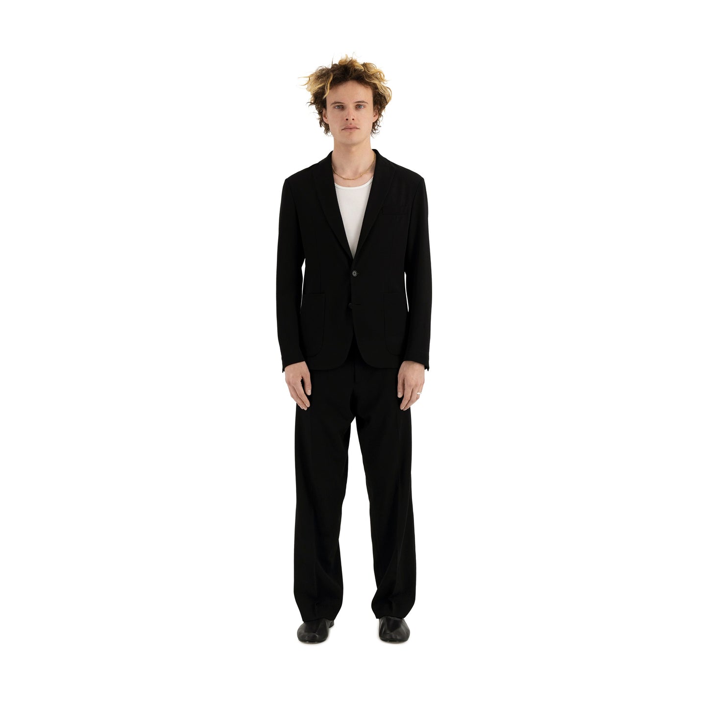 Udo Unlined Tropical Wool Twill 2 Button Notch Label Jacket Black