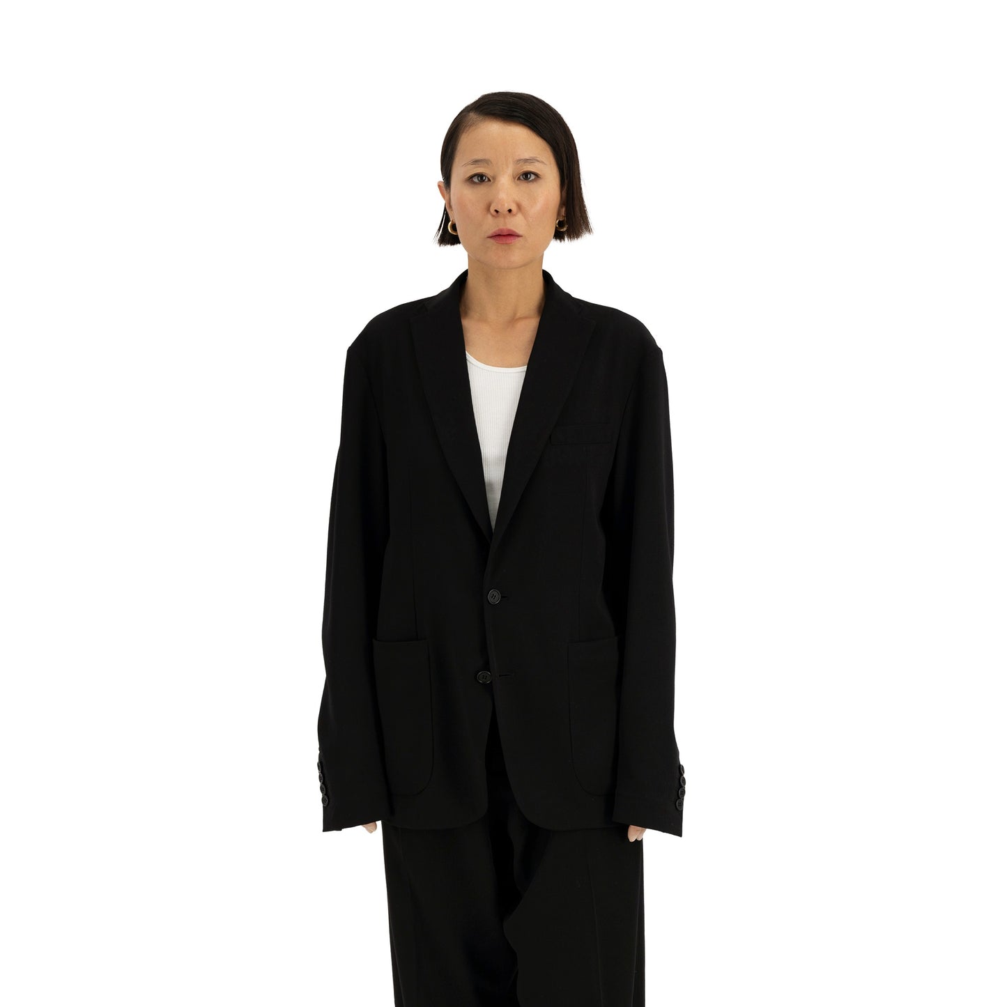 Udo Unlined Tropical Wool Twill 2 Button Notch Label Jacket Black