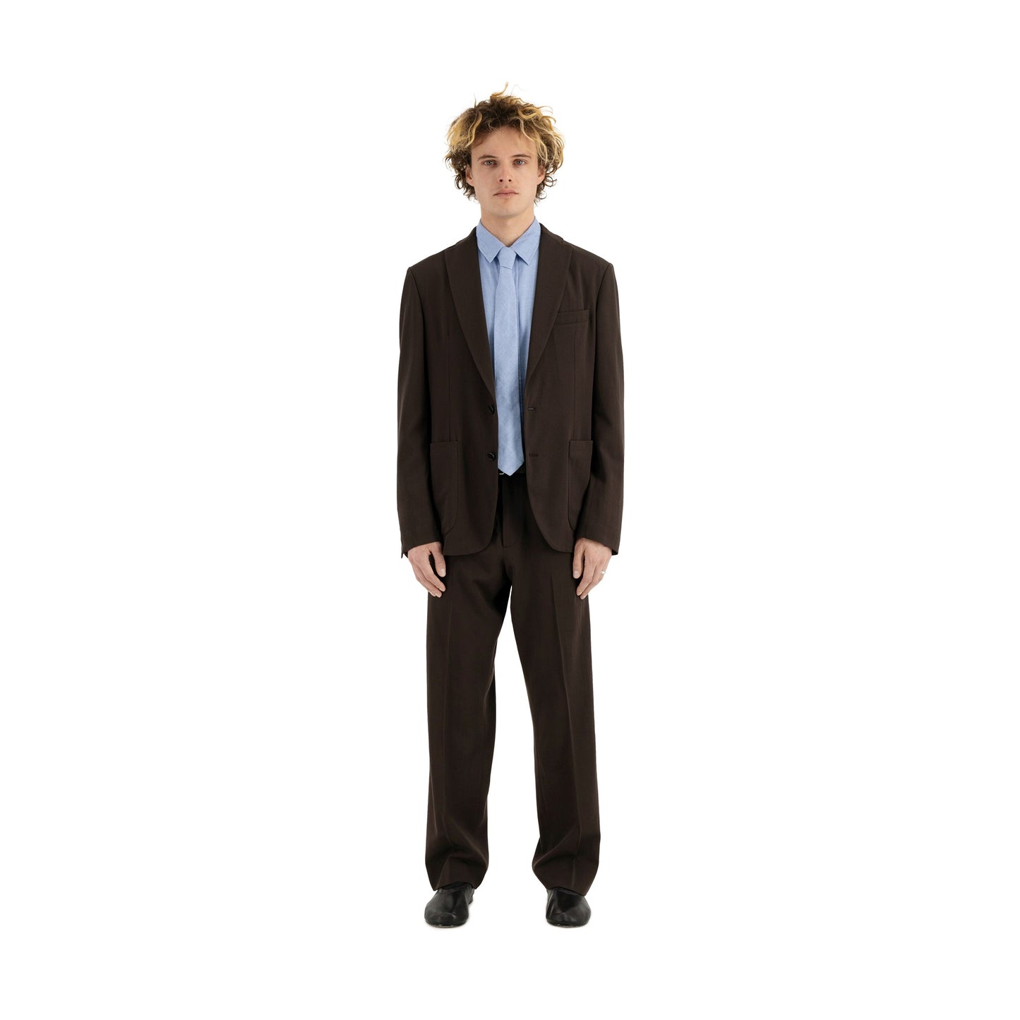 Udo Unlined Tropical Wool Twill 2 Button Notch Label Jacket Dark Chocolate Brown