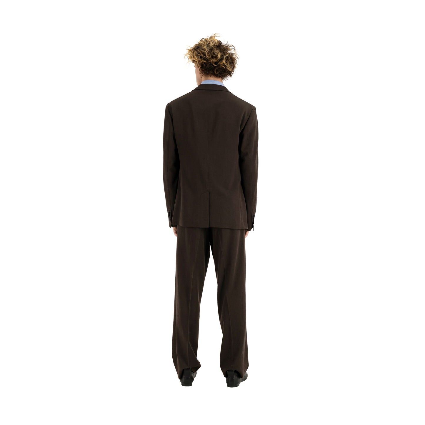 Udo Unlined Tropical Wool Twill 2 Button Notch Label Jacket Dark Chocolate Brown
