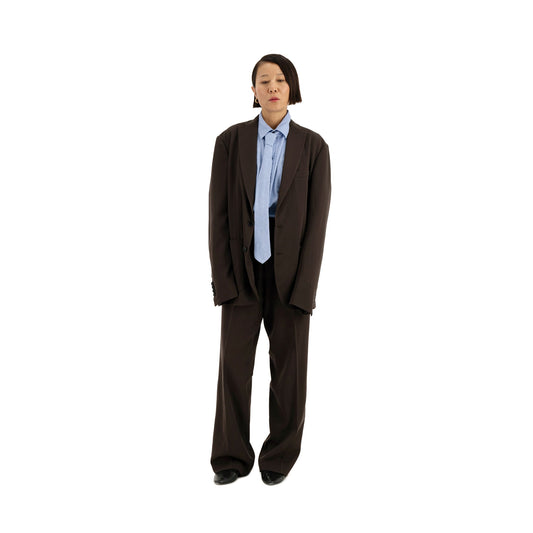 Udo Unlined Tropical Wool Twill 2 Button Notch Label Jacket Dark Chocolate Brown