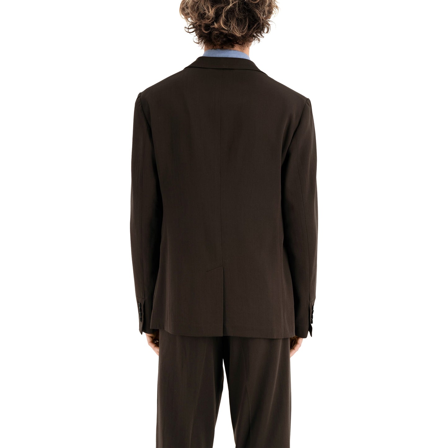 Udo Unlined Tropical Wool Twill 2 Button Notch Label Jacket Dark Chocolate Brown