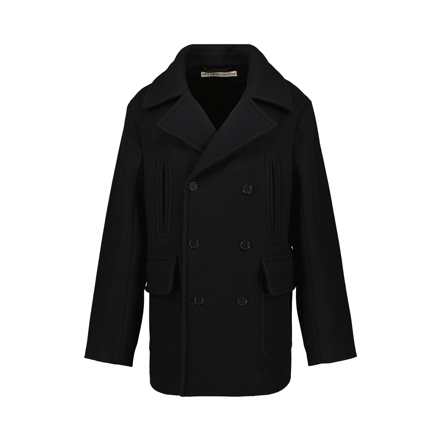 Serge Boiled Wool Peacoat Black