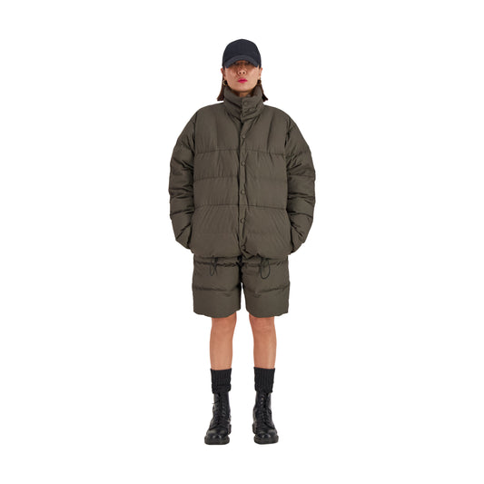 Rob Cotton Down Bomber Dark Khaki Brown + Black