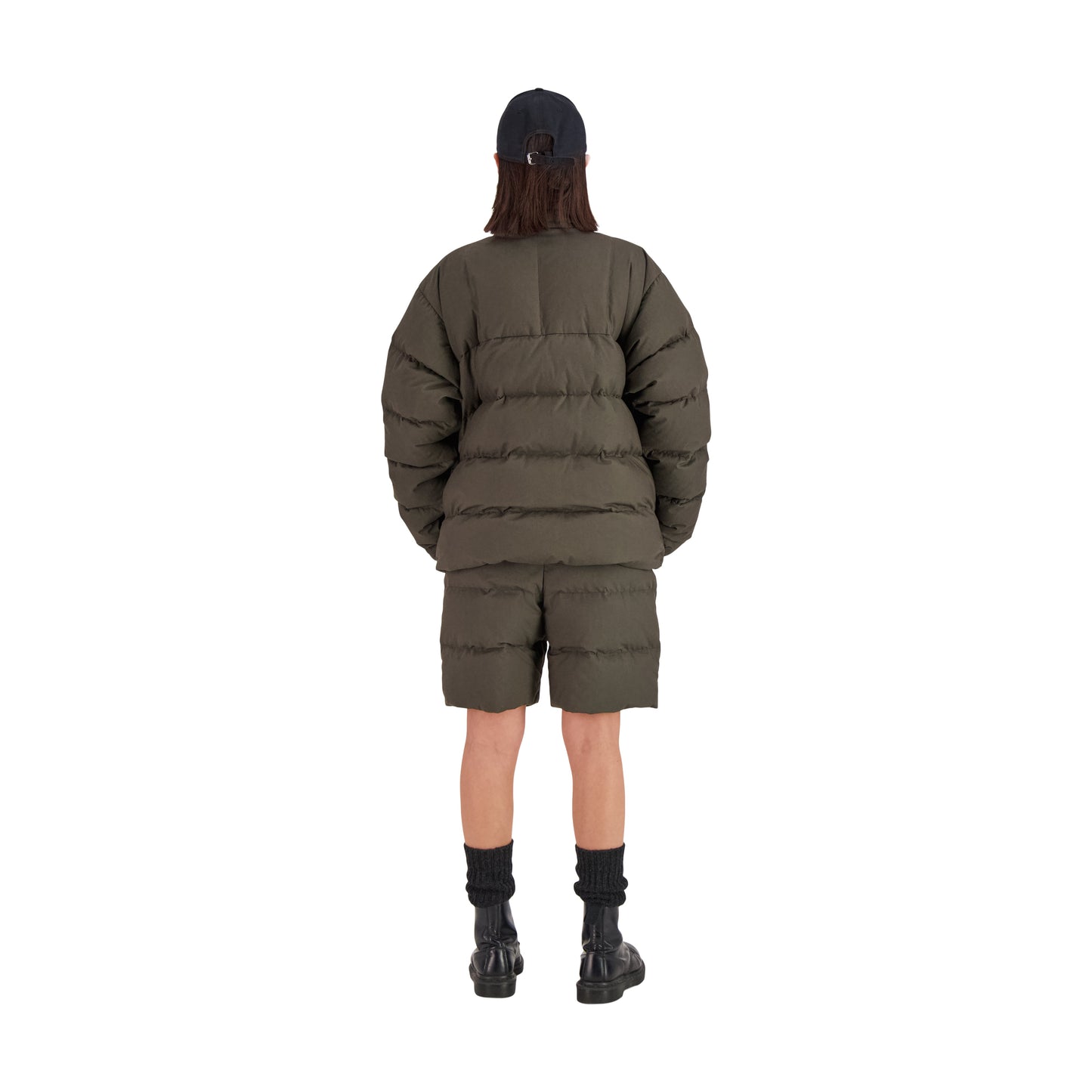 Rob Cotton Down Bomber Dark Khaki Brown + Black