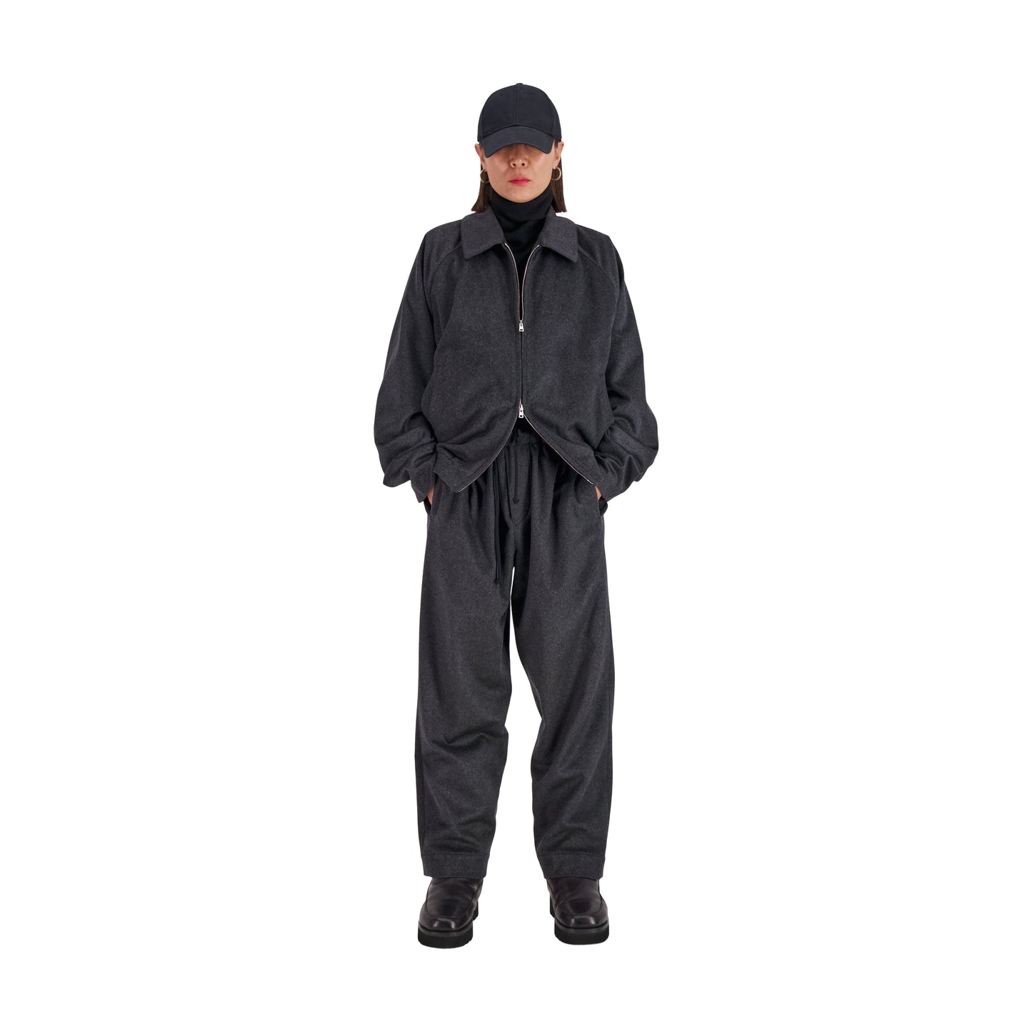 Alain Cashmere Blouson Dark Charcoal Melange