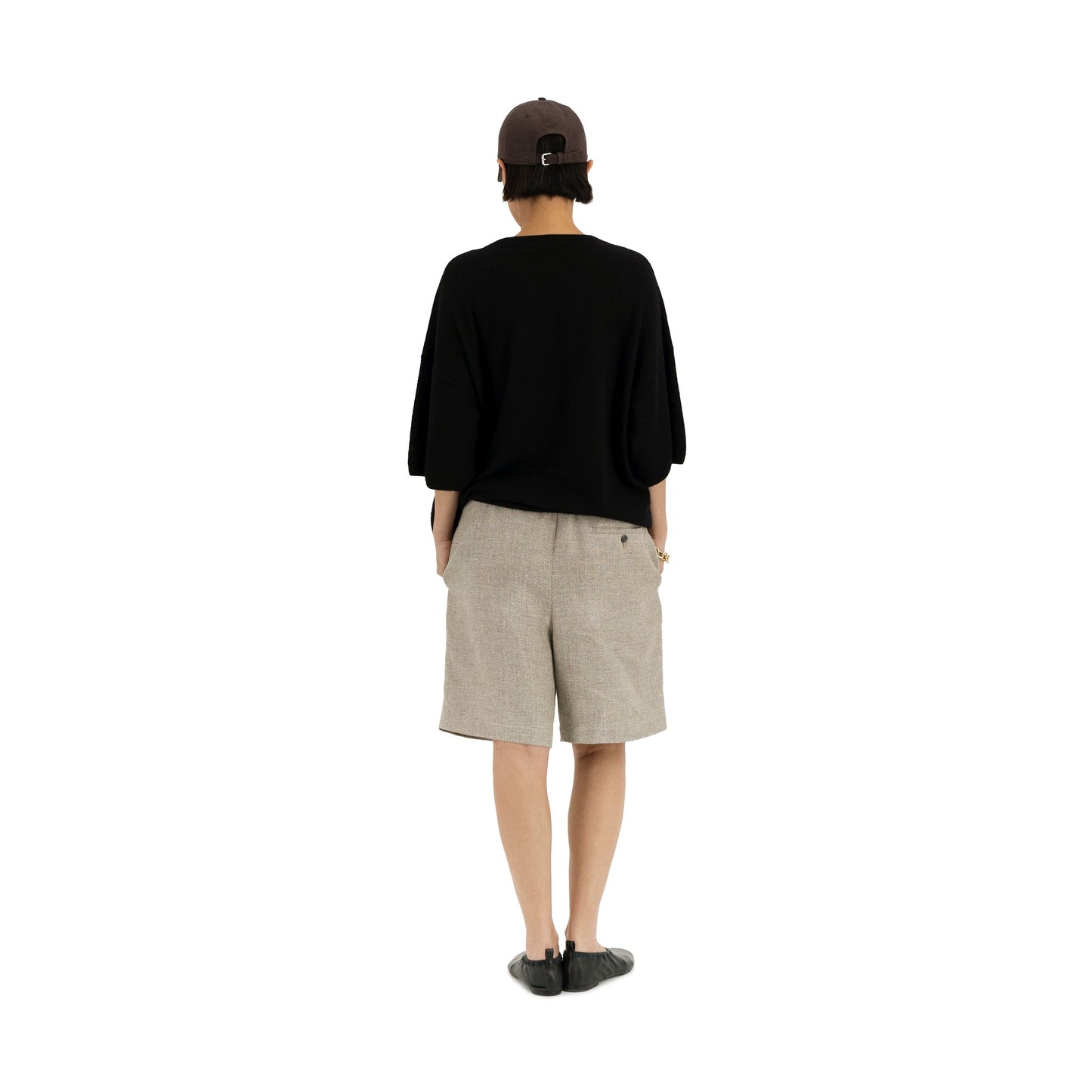 Ed Unlined Drawstring Shorts Beige Grey Woman