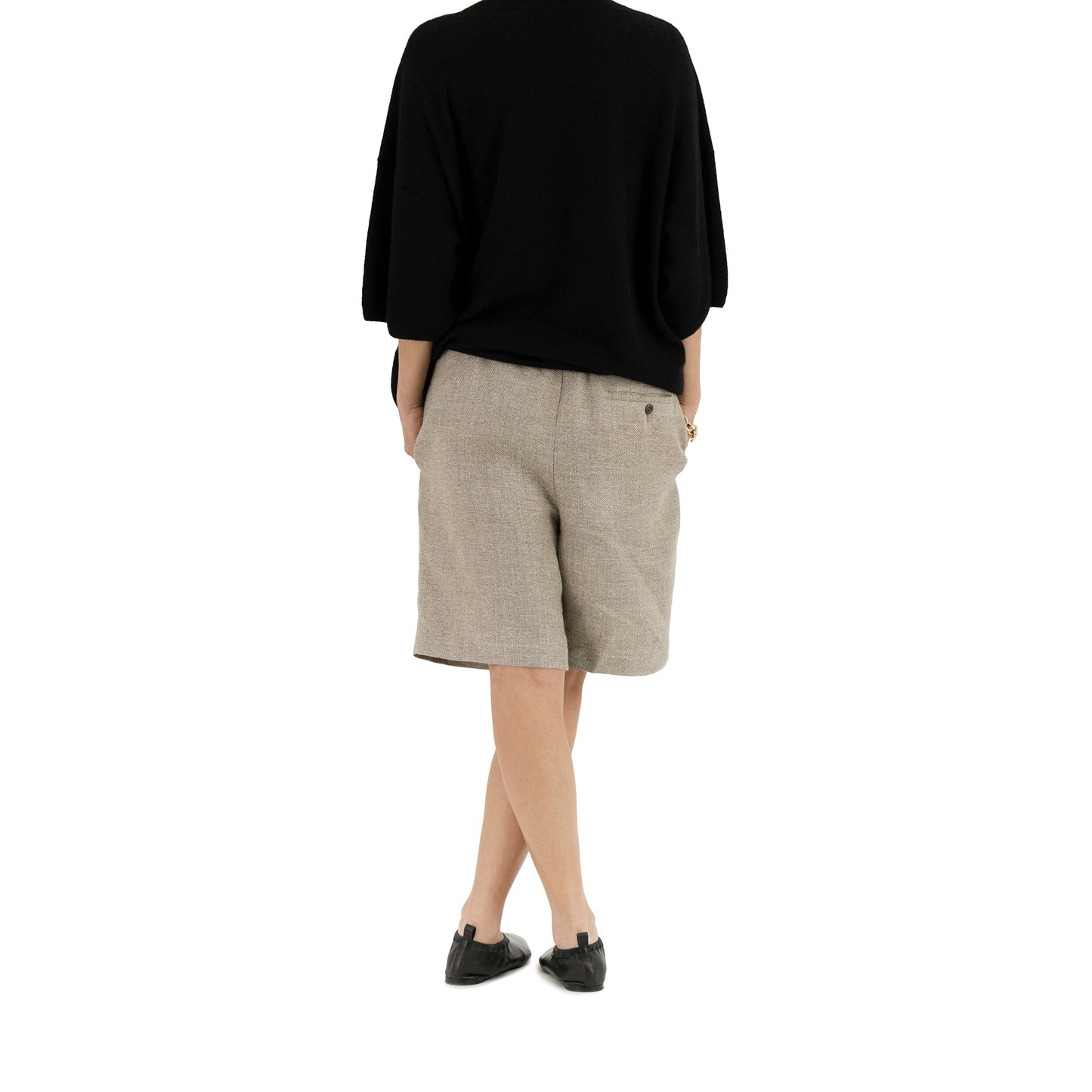 Ed Unlined Drawstring Shorts Beige Grey Woman
