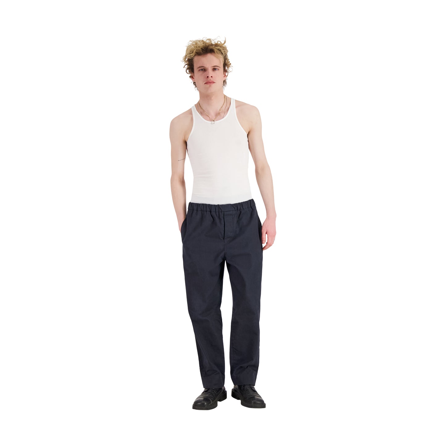 Ed Unlined Heavy Cotton Drawstring Trousers Black