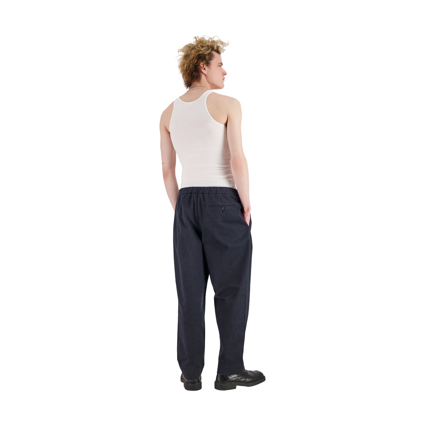 Ed Unlined Heavy Cotton Drawstring Trousers Black