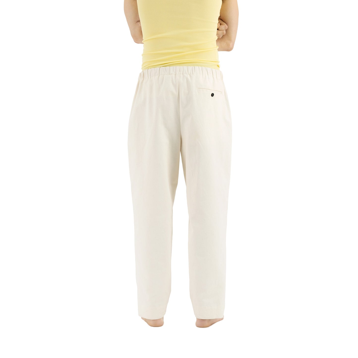 Ed Unlined Heavy Cotton Drawstring Trousers Natural White
