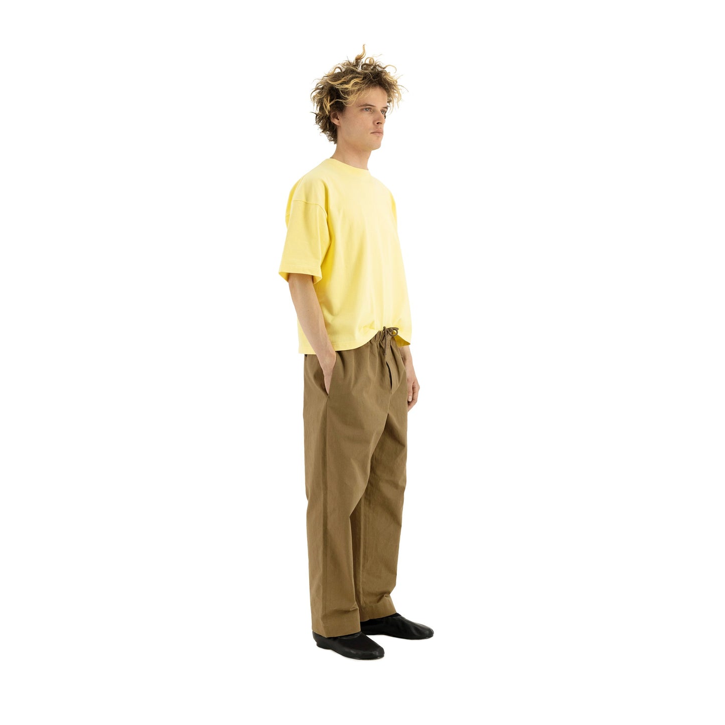 Ed Unlined Heavy Cotton Drawstring Trousers Beige