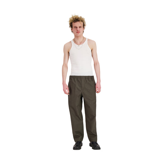 Ed Unlined Drawstring Trousers Dark Khaki Brown