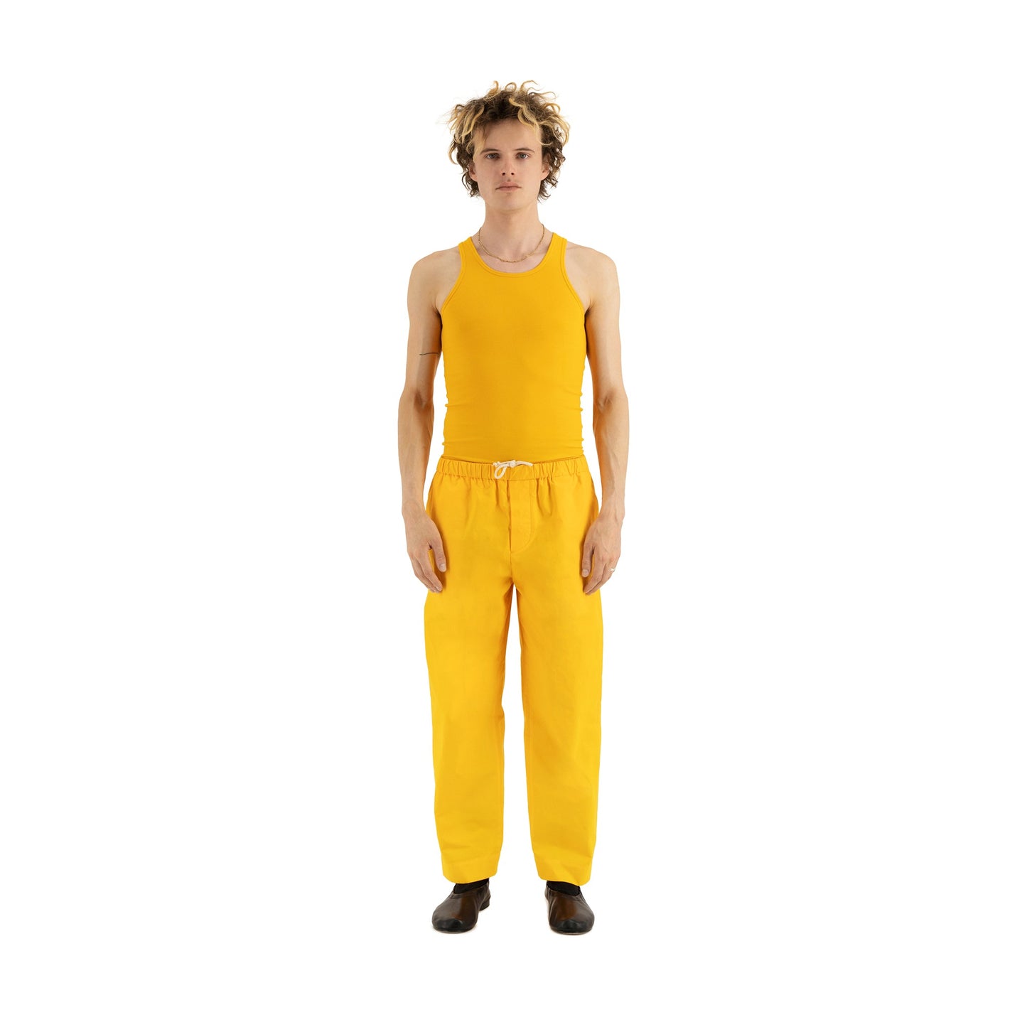 Ed Unlined Cotton Drawstring Trousers Sun Orange