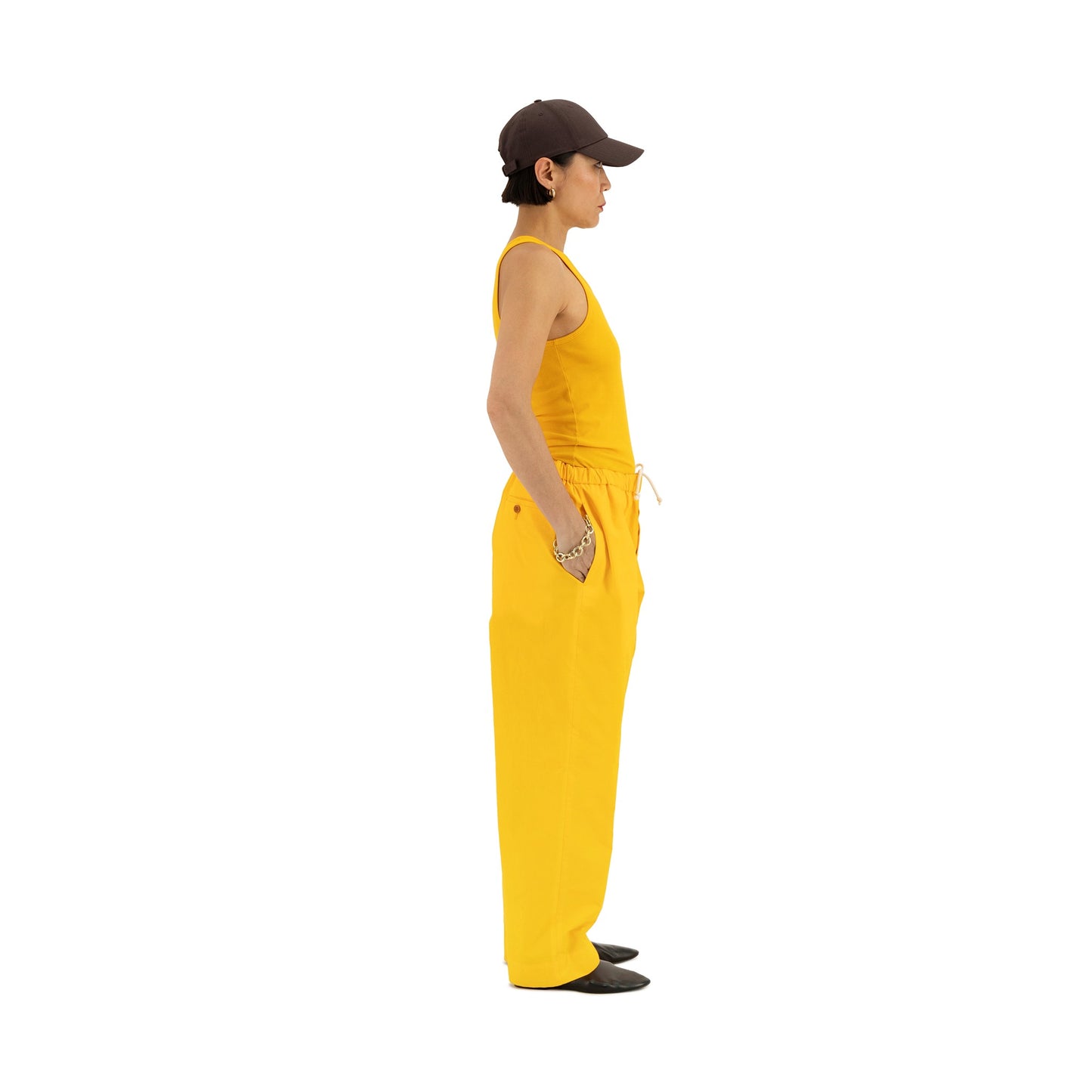Ed Unlined Cotton Drawstring Trousers Sun Orange