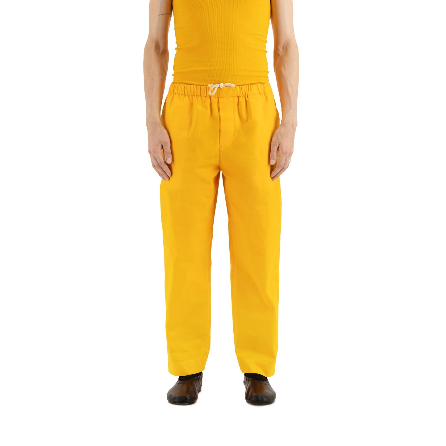 Ed Unlined Cotton Drawstring Trousers Sun Orange