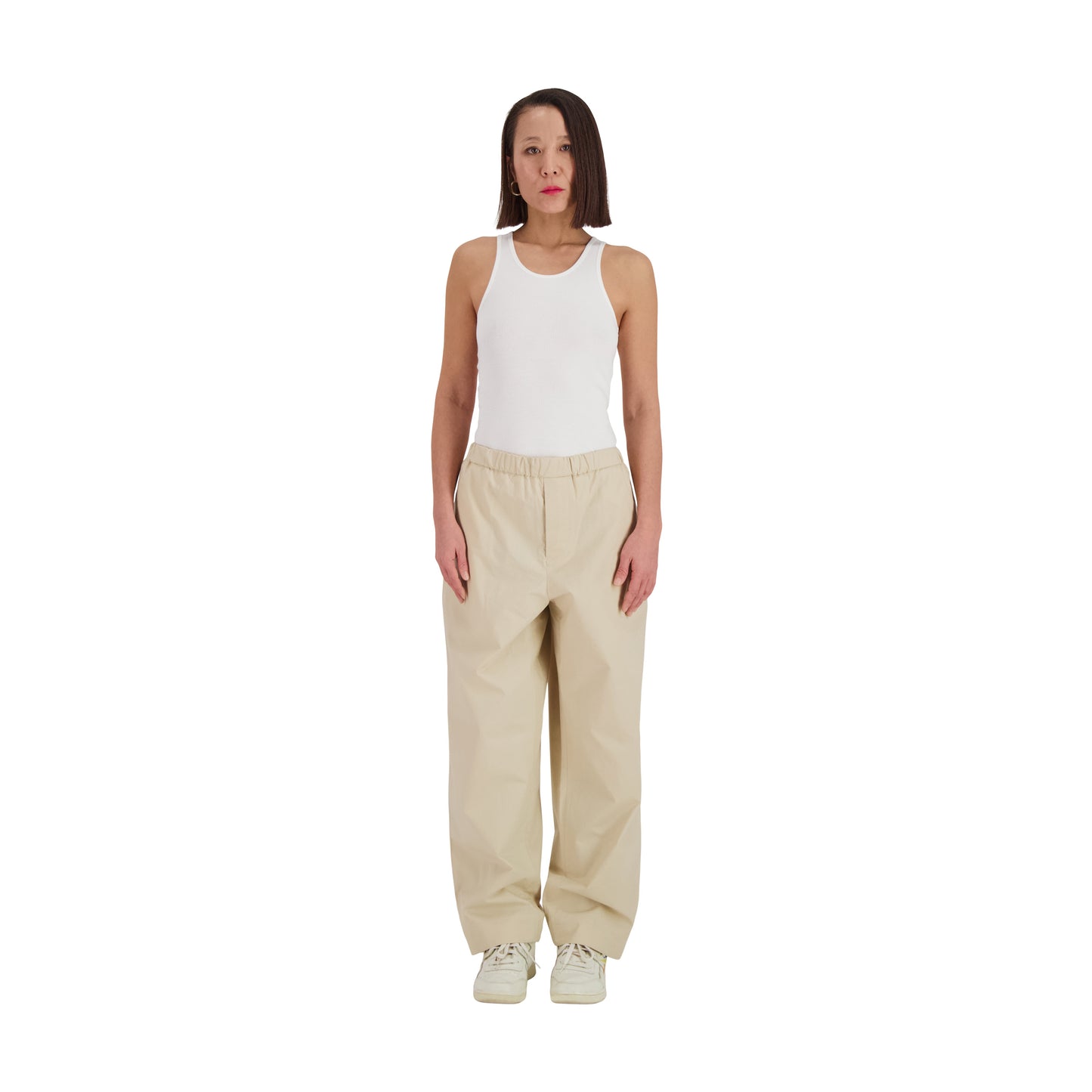 Ed Unlined Cotton Drawstring Trousers Beige