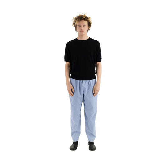 Ed Unlined Cotton Cashmere Drawstring Trousers Chambrey Blue