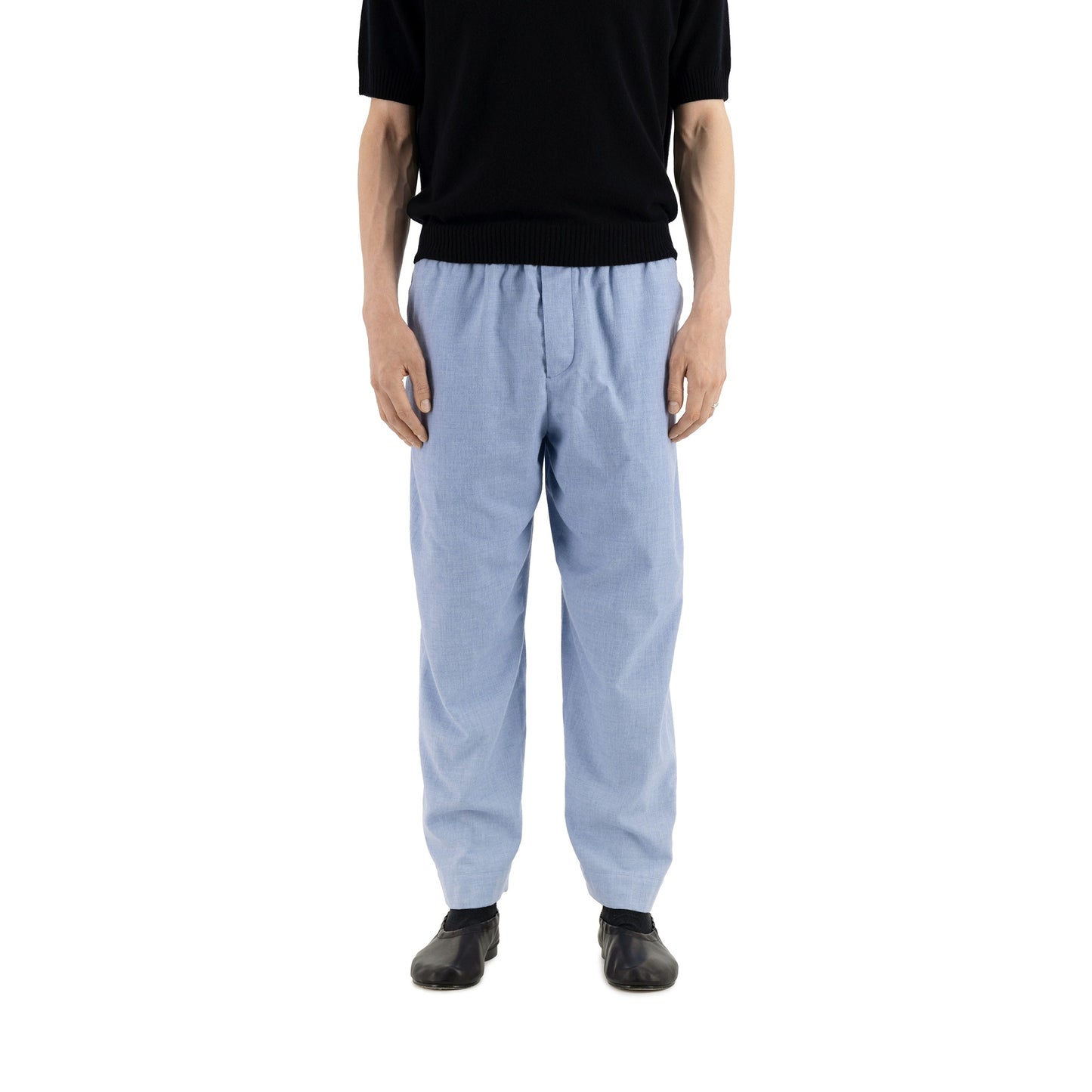 Ed Unlined Cotton Cashmere Drawstring Trousers Chambrey Blue