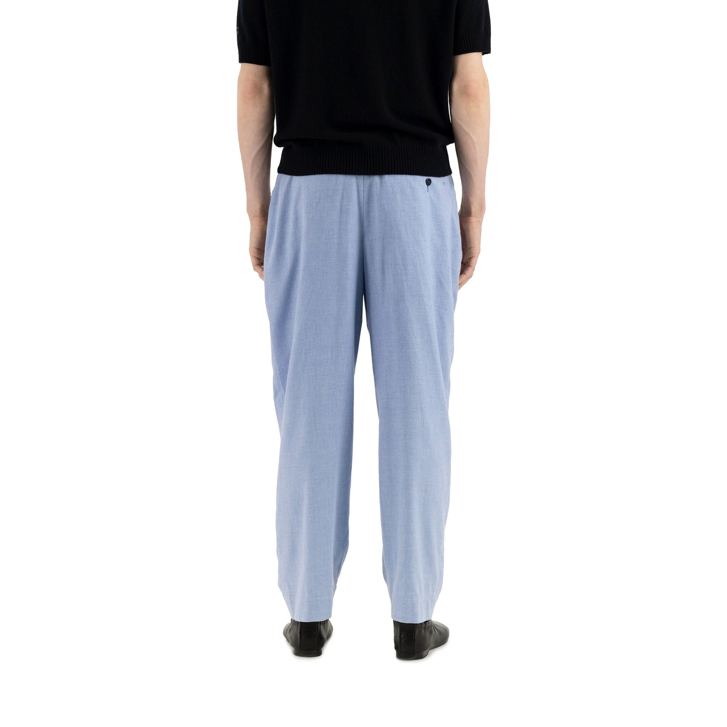Ed Unlined Cotton Cashmere Drawstring Trousers Chambrey Blue