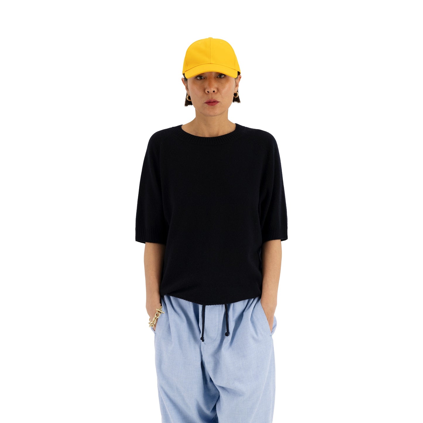 Ed Unlined Cotton Cashmere Drawstring Trousers Chambrey Blue
