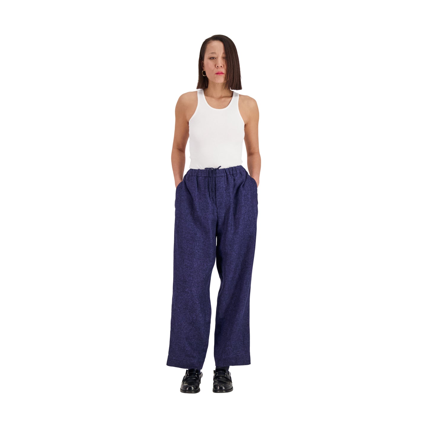 Ed Unlined Drawstring Trousers Midnight Blue