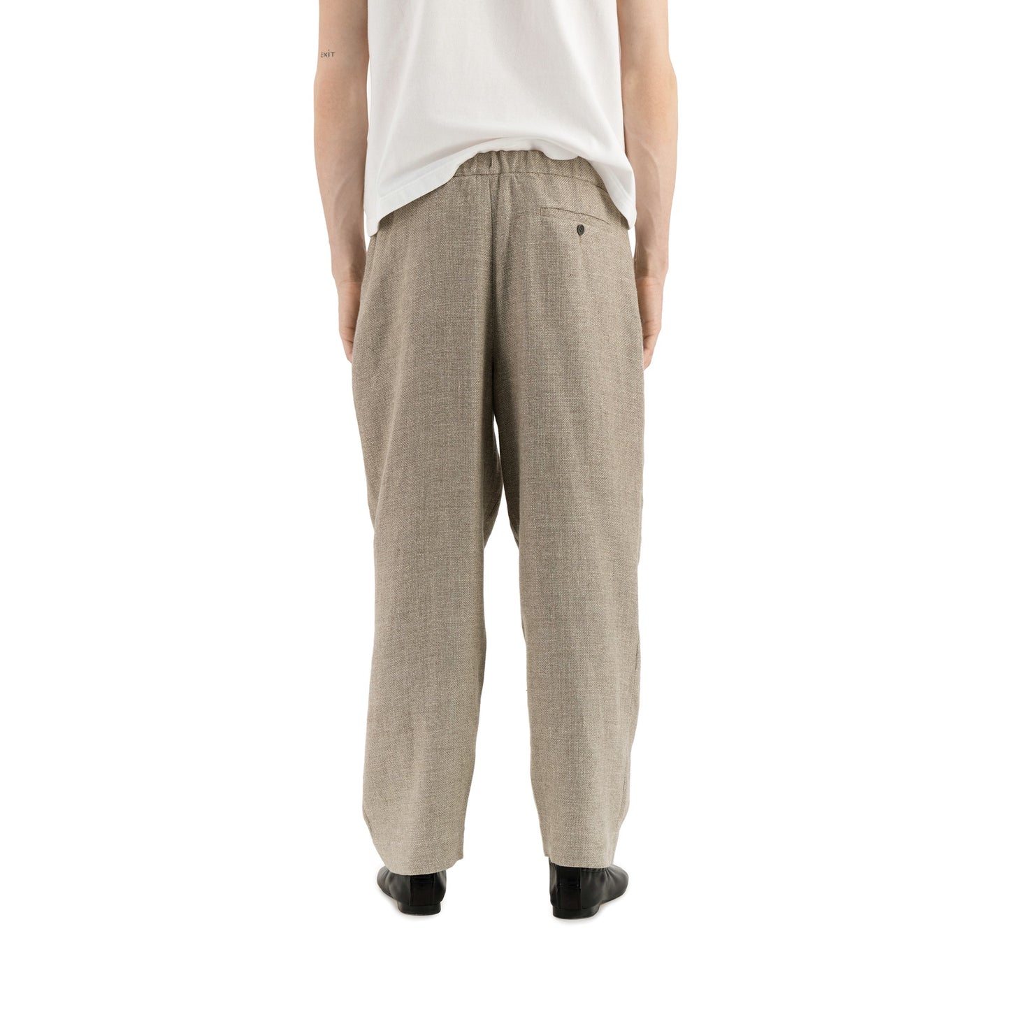 Ed Unlined Hemp Wool Drawstring Trousers Beige Grey
