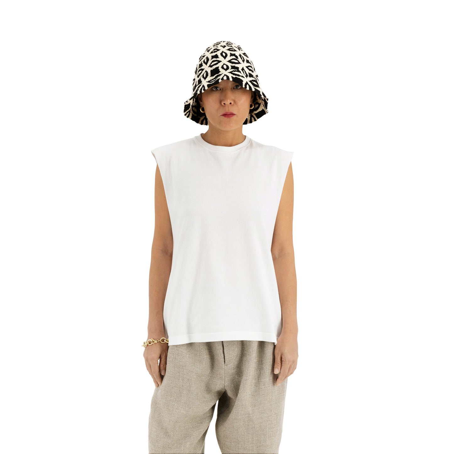 Ed Unlined Hemp Wool Drawstring Trousers Beige Grey Women