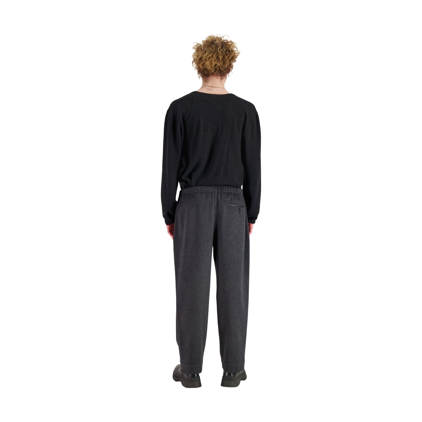 Ed Unlined Cashmere Drawstring Trousers Dark Charcoal Melange