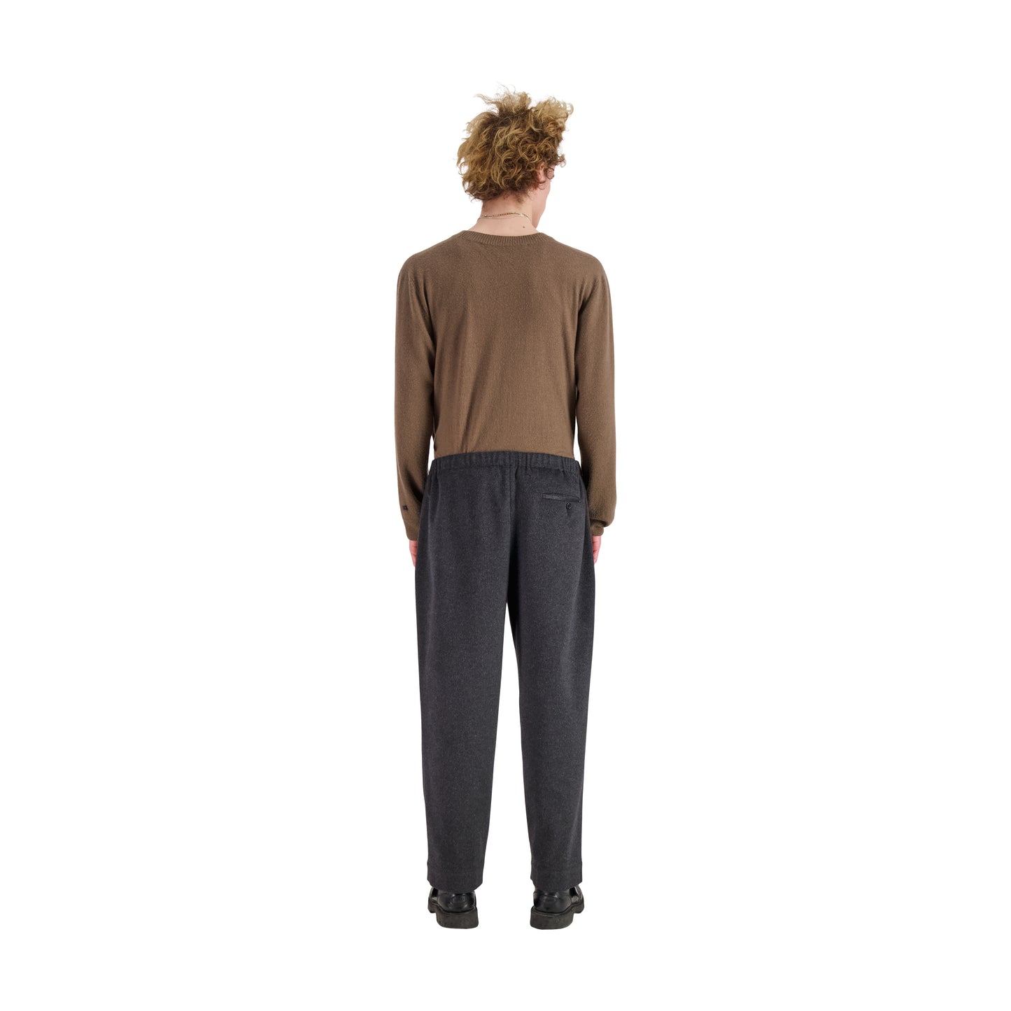 Ed Unlined Cashmere Drawstring Trousers Dark Charcoal Melange
