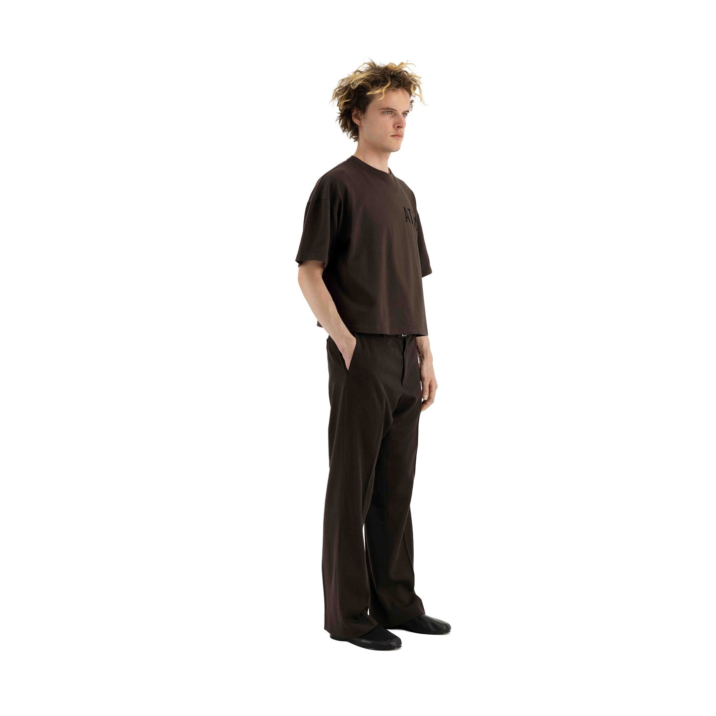 Gilles Straight Tropical Wool Twill Leg Formal Trousers Dark Chocolate Brown