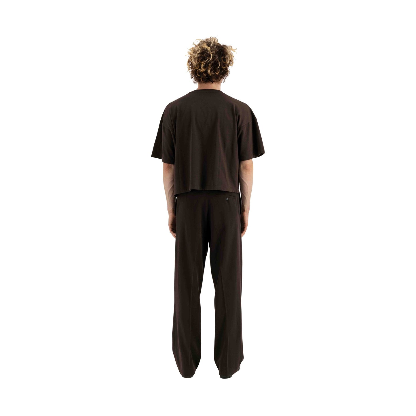 Gilles Straight Tropical Wool Twill Leg Formal Trousers Dark Chocolate Brown