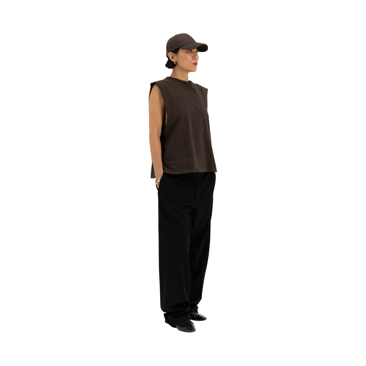 Gilles Straight Tropical Wool Twill Leg Formal Trousers Dark Chocolate Brown