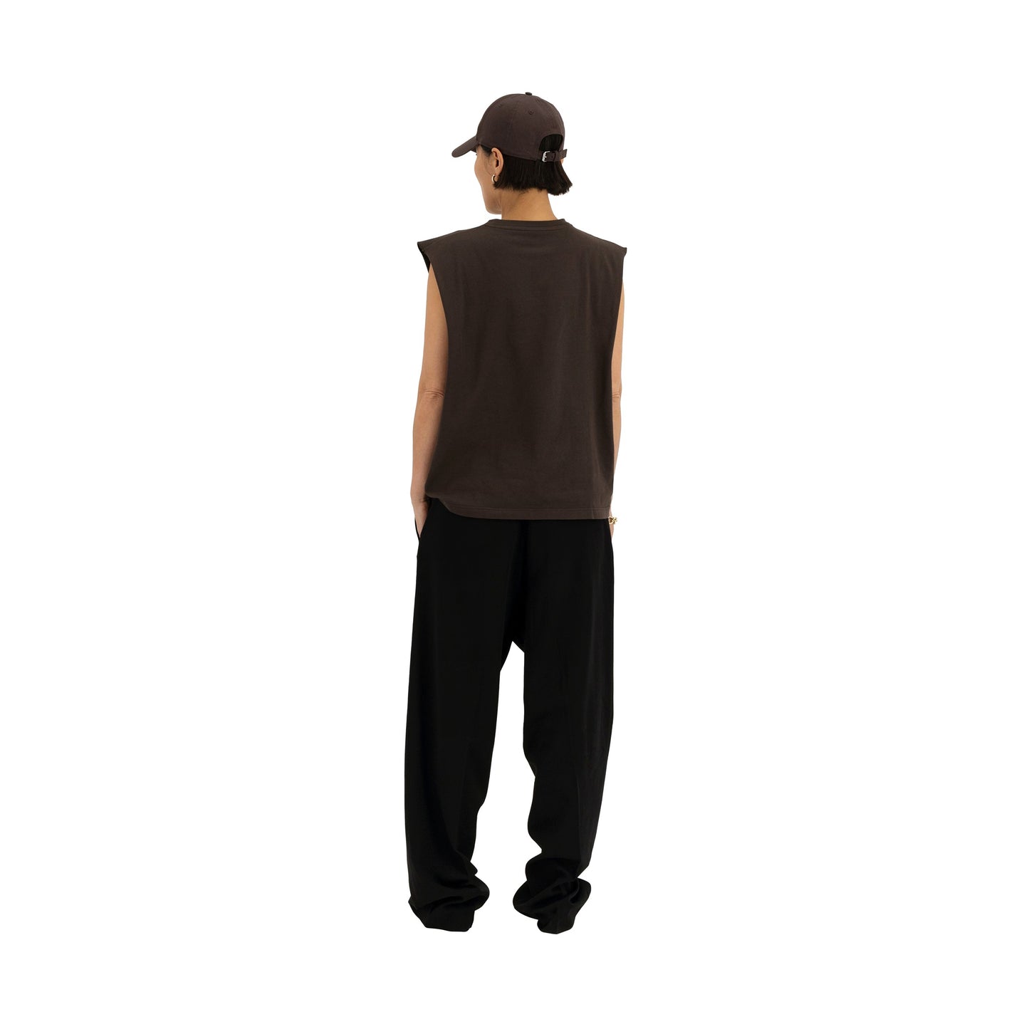 Gilles Straight Tropical Wool Twill Leg Formal Trousers Dark Chocolate Brown