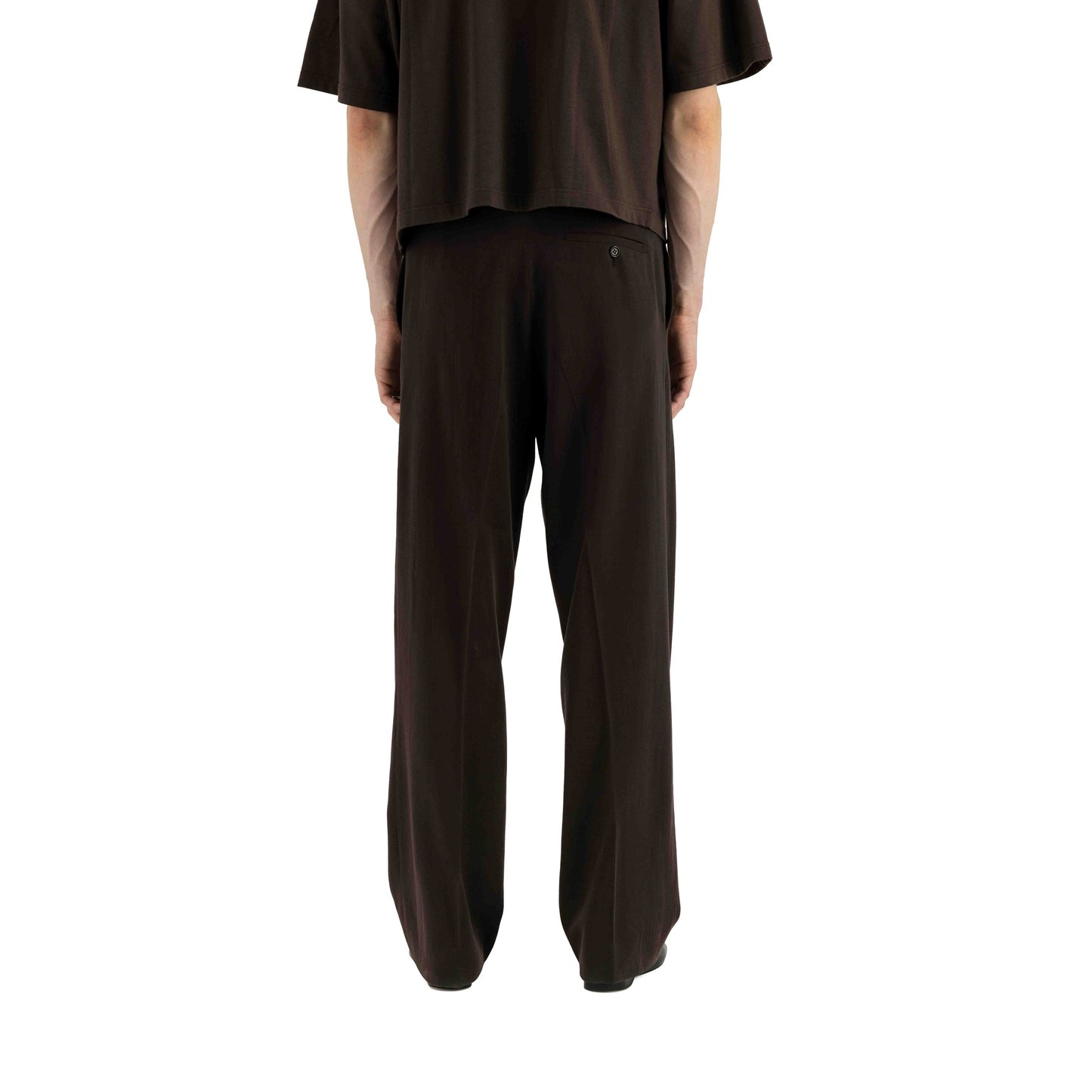 Gilles Straight Tropical Wool Twill Leg Formal Trousers Dark Chocolate Brown